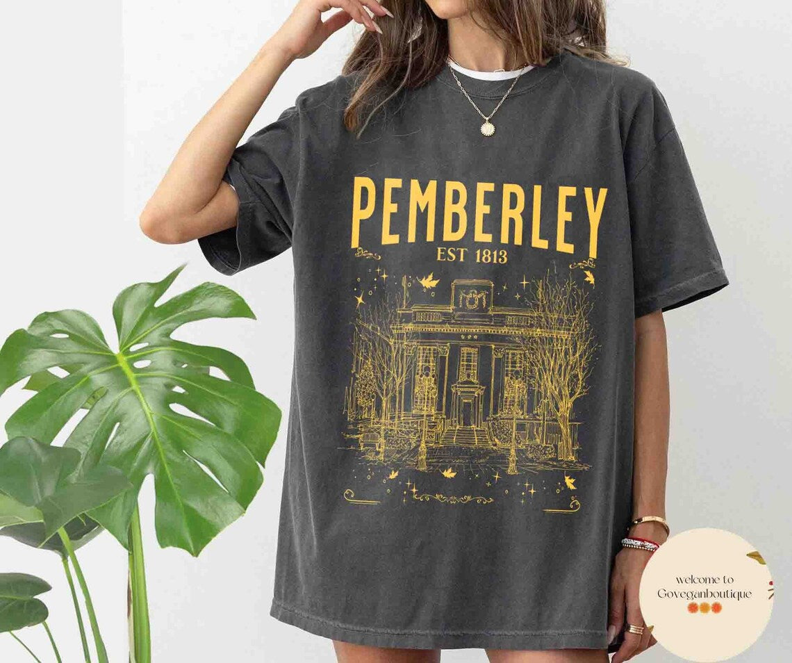 Pemberley Pride and Prejudice Jane Austen Comfort Colors Shirt, Book Lover Gift, Book Shirt, Booktok Bookstagram Bookish Gift, Book Lover