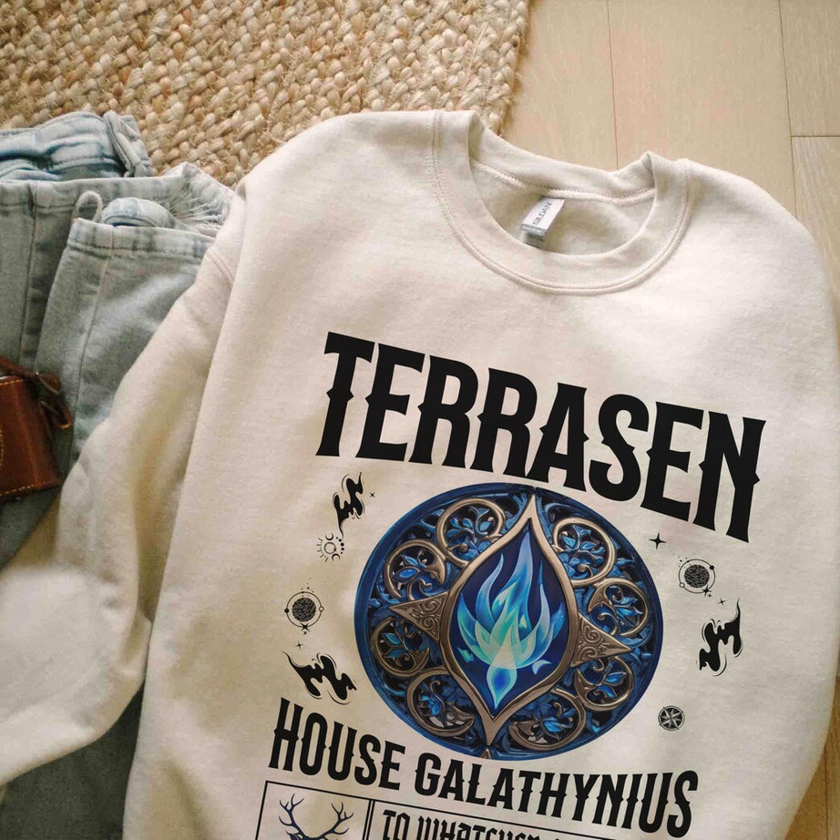 Terrasen Sweatshirt, Throne of Glass Shirt, You Do Not Yield, Fireheart, Aelin Galathynius Rowan Manon Blackbeak Licensed SJM Universe Merch