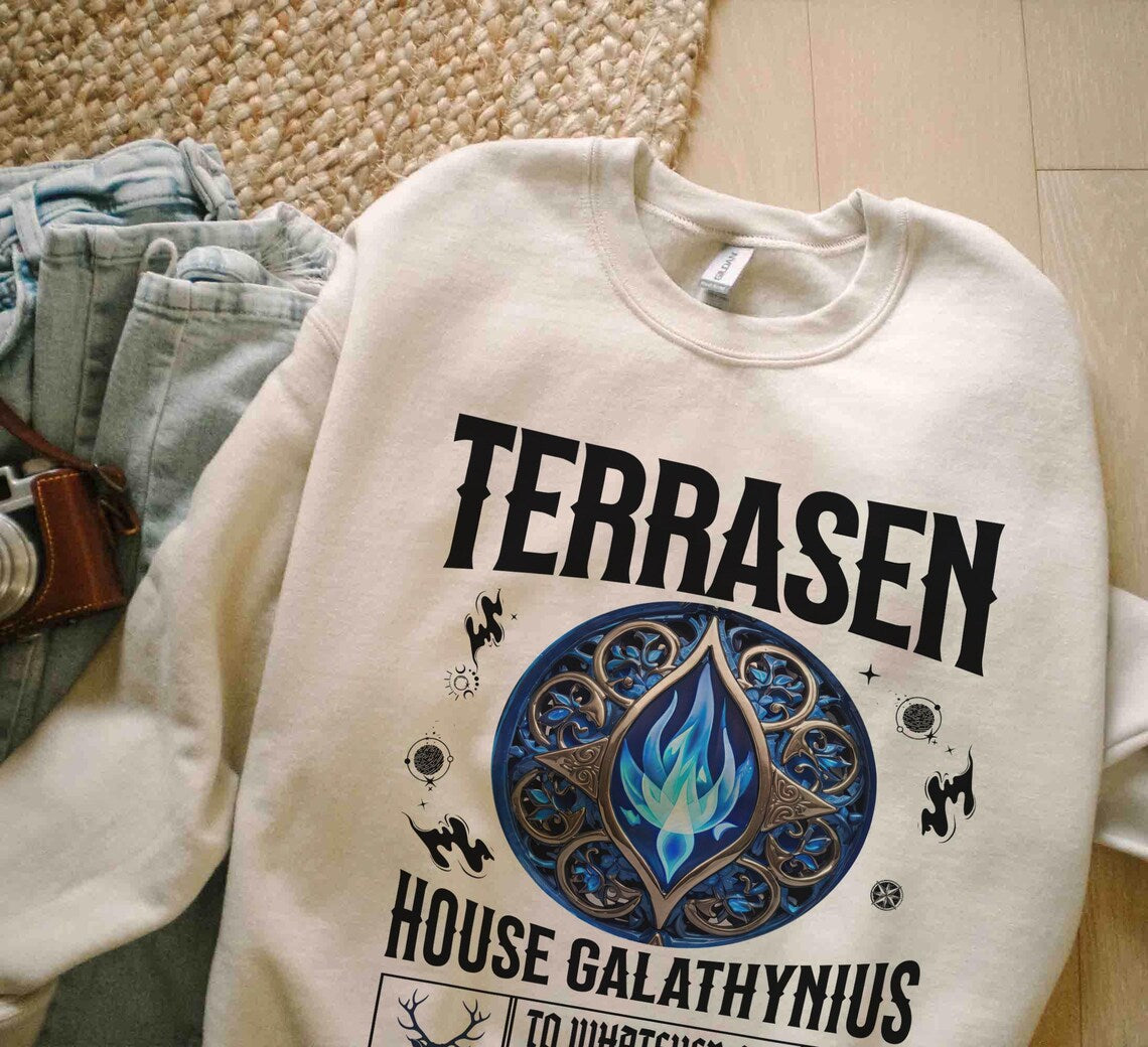 Terrasen Sweatshirt, Throne of Glass Shirt, You Do Not Yield, Fireheart, Aelin Galathynius Rowan Manon Blackbeak Licensed SJM Universe Merch
