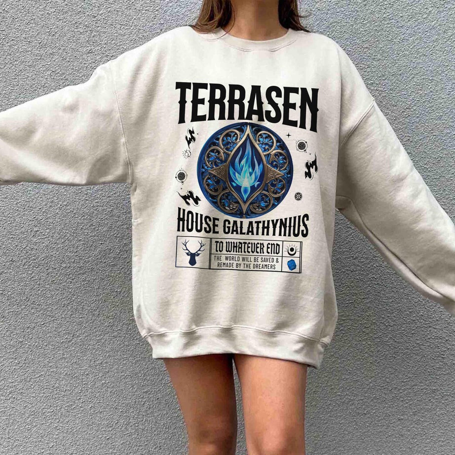 Terrasen Sweatshirt, Throne of Glass Shirt, You Do Not Yield, Fireheart, Aelin Galathynius Rowan Manon Blackbeak Licensed SJM Universe Merch