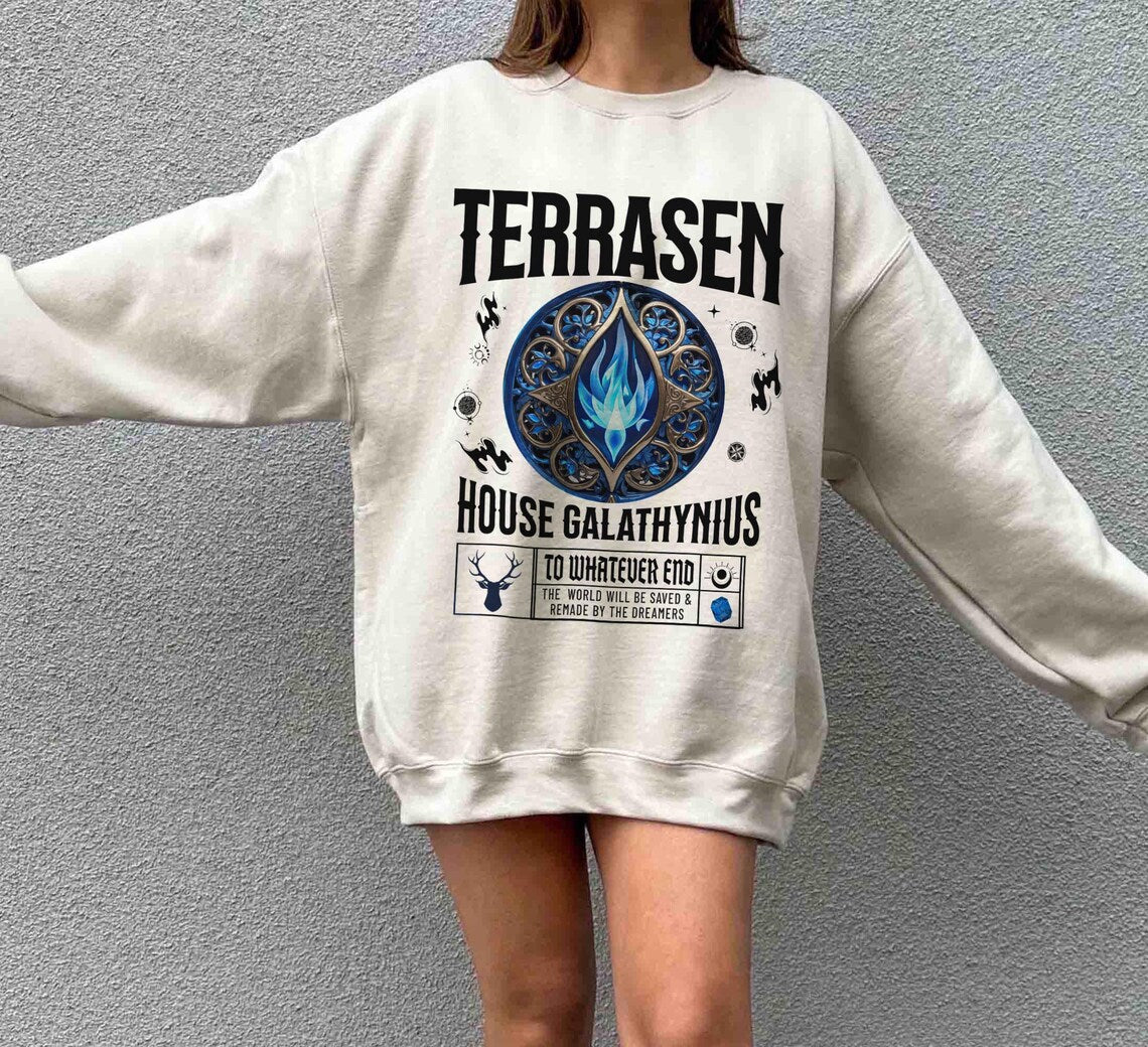 Terrasen Sweatshirt, Throne of Glass Shirt, You Do Not Yield, Fireheart, Aelin Galathynius Rowan Manon Blackbeak Licensed SJM Universe Merch