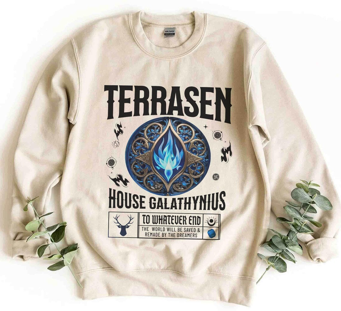 Terrasen Sweatshirt, Throne of Glass Shirt, You Do Not Yield, Fireheart, Aelin Galathynius Rowan Manon Blackbeak Licensed SJM Universe Merch