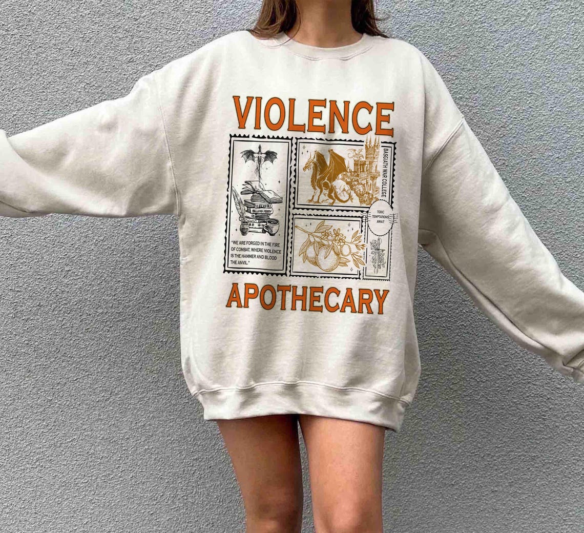 Violence Apothecary Sweatshirt, Fourth Wing Shirt, Basgiath War College Shirt, Violet Sorrengail, Riorson House, Xaden Riorson
