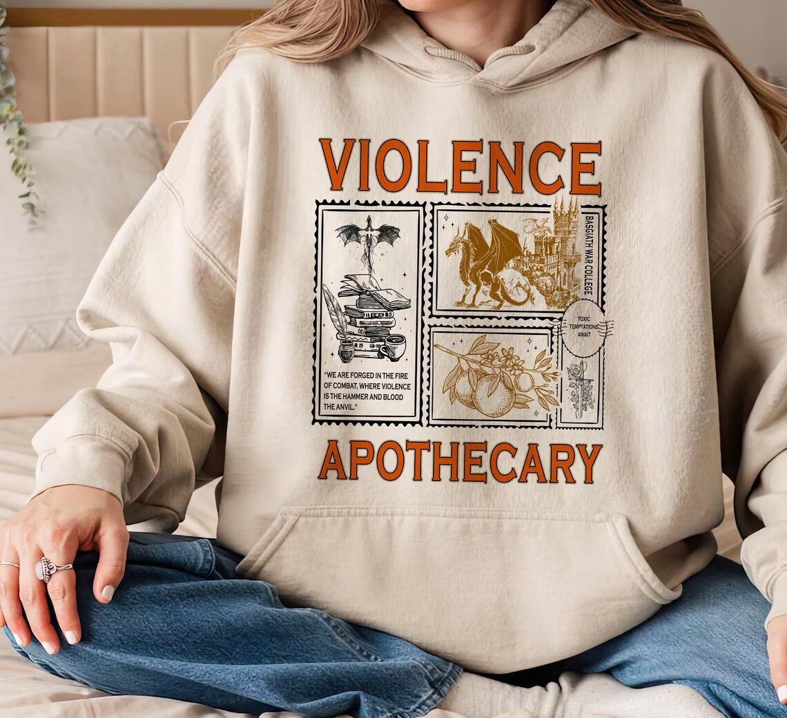 Violence Apothecary Hoodie, Fourth Wing Shirt, Basgiath War College Shirt, Violet Sorrengail, Riorson House, Xaden Riorson