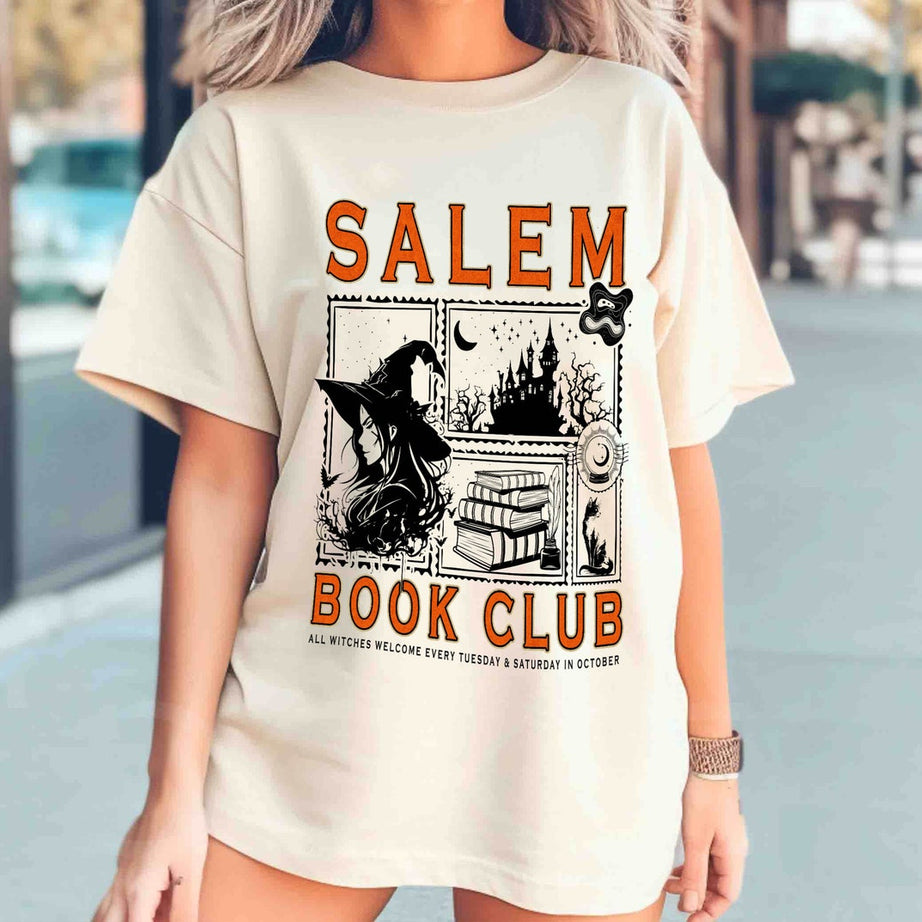 Salem Book Club Comfort Colors Shirt, Bookish Halloween Shirt, Spooky Reader Shirt, Salem Witches Shirt, Spooky Season Thriller Reader