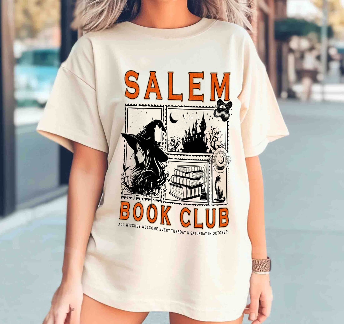 Salem Book Club Comfort Colors Shirt, Bookish Halloween Shirt, Spooky Reader Shirt, Salem Witches Shirt, Spooky Season Thriller Reader