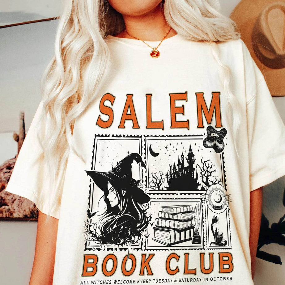 Salem Book Club Comfort Colors Shirt, Bookish Halloween Shirt, Spooky Reader Shirt, Salem Witches Shirt, Spooky Season Thriller Reader