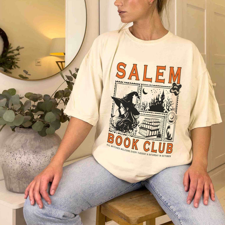 Salem Book Club Comfort Colors Shirt, Bookish Halloween Shirt, Spooky Reader Shirt, Salem Witches Shirt, Spooky Season Thriller Reader