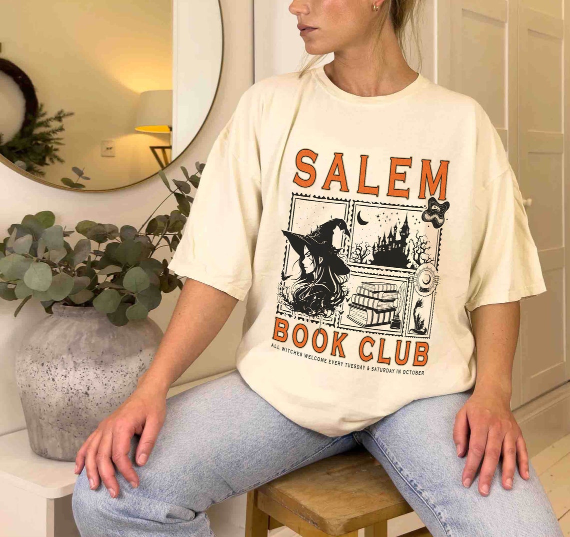 Salem Book Club Comfort Colors Shirt, Bookish Halloween Shirt, Spooky Reader Shirt, Salem Witches Shirt, Spooky Season Thriller Reader