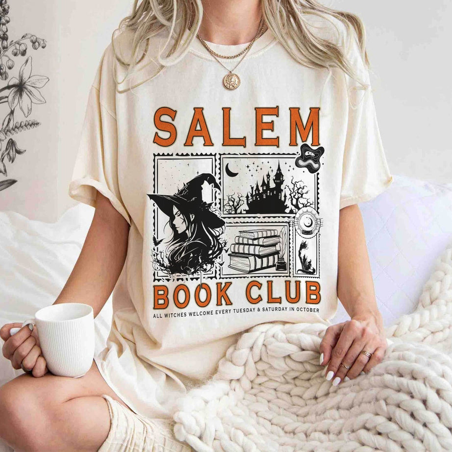 Salem Book Club Comfort Colors Shirt, Bookish Halloween Shirt, Spooky Reader Shirt, Salem Witches Shirt, Spooky Season Thriller Reader