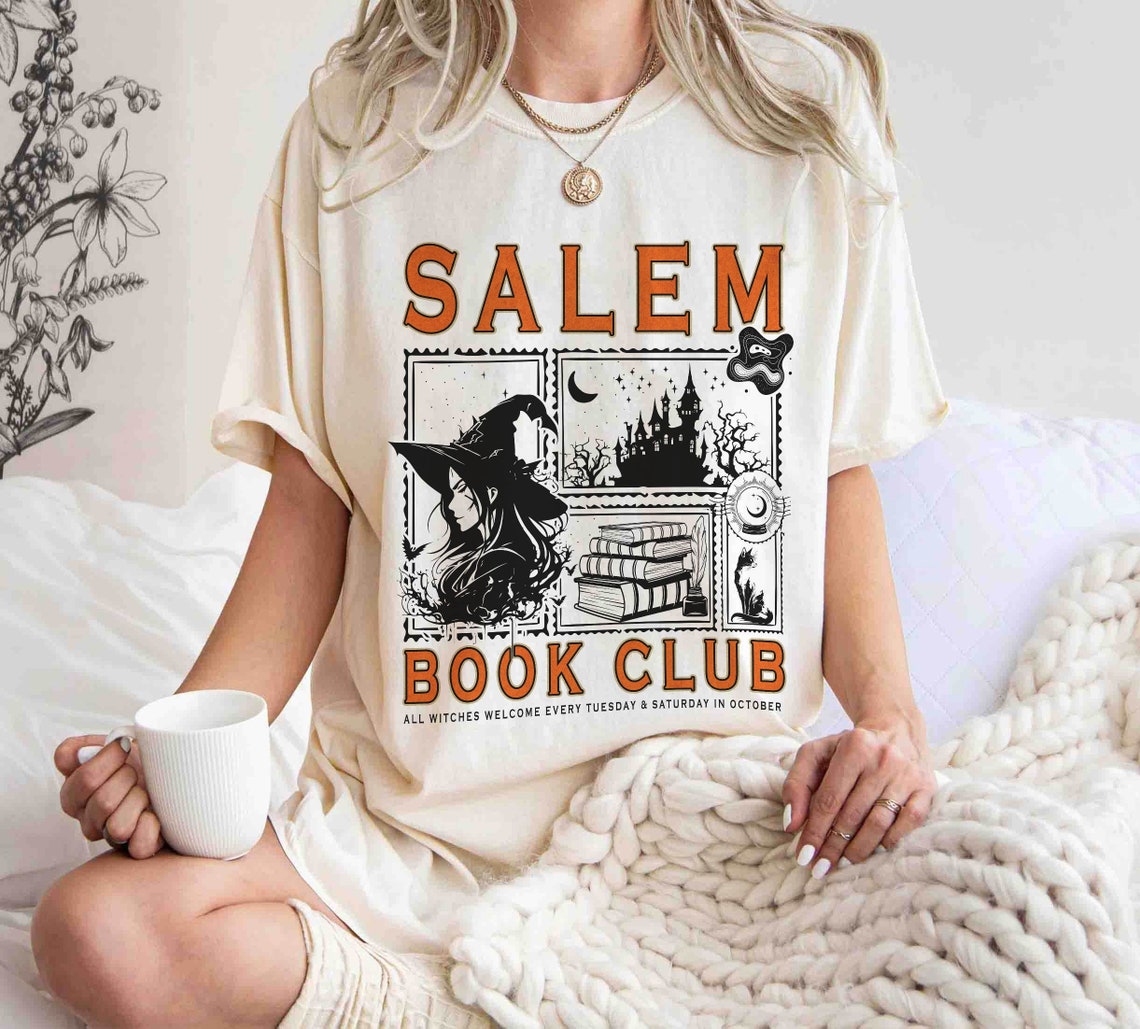 Salem Book Club Comfort Colors Shirt, Bookish Halloween Shirt, Spooky Reader Shirt, Salem Witches Shirt, Spooky Season Thriller Reader