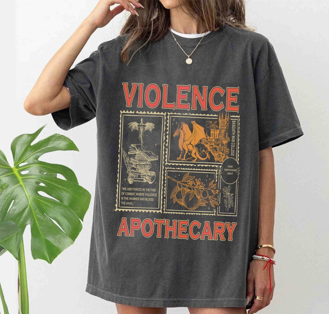 Violence Apothecary Comfort Colors Shirt, Fourth Wing Shirt, Basgiath War College Shirt, Violet Sorrengail, Riorson House, Xaden Riorson