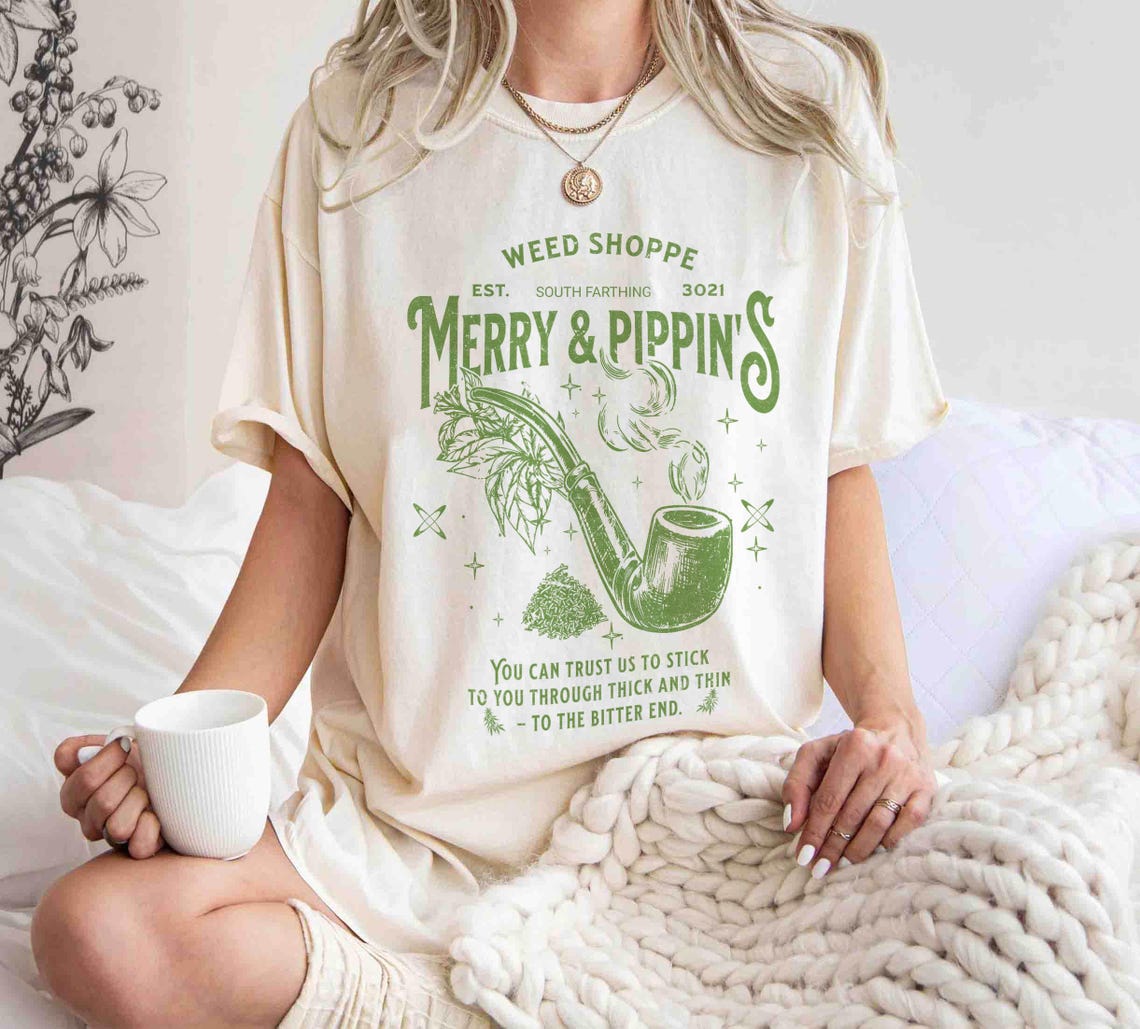 Lotr Fantasy Merch, Merry & Pippin Weed Shoppe Shirt, Lotr Jrr Tolkien Book Lover Gift, Lord of the Rings Shirt