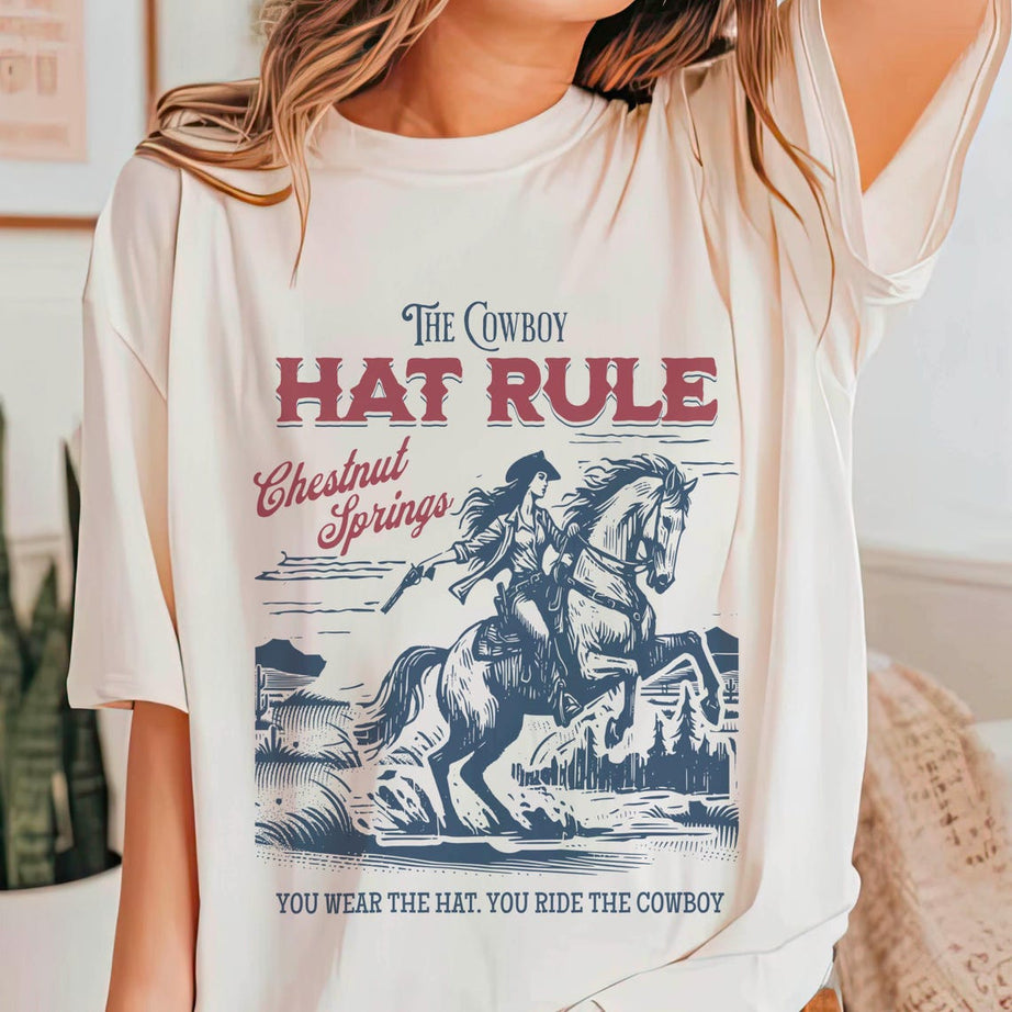 The Cowboy Hat Rule Chestnut Springs Shirt, Bookish Cowgirl Shirt, Cowboy Romance Reader Club, Western Book Lover.