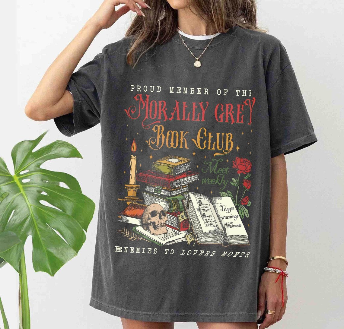 Morally Grey Book Club Comfort Colors Shirt, Bookish Shirt, Romantasy Reader Shirt, Bookish Shirt, Vintage Bookish