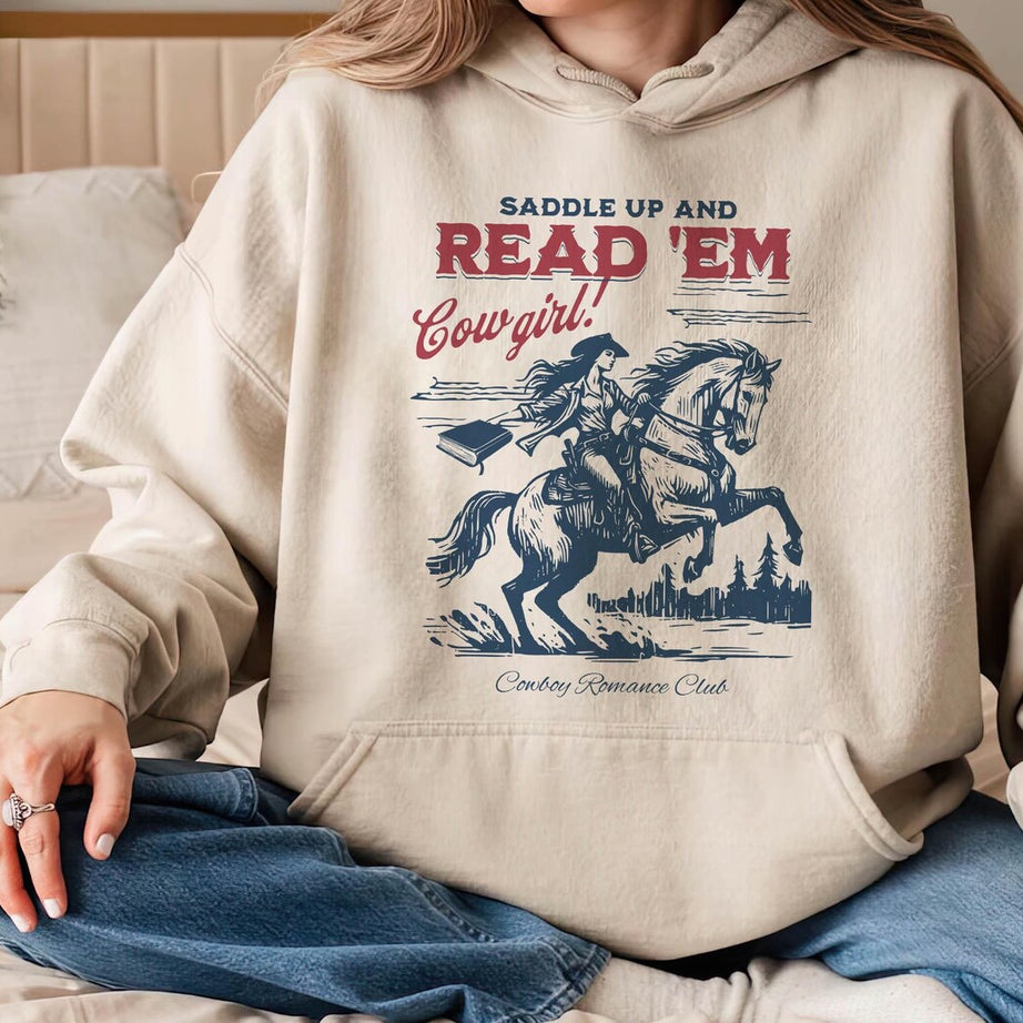 Bookish Cowgirl Hoodie, Cowboy Romance Book Club Western Book Lover Reader Shirt Cowboy Bookish Tee Bookish Gift for Her