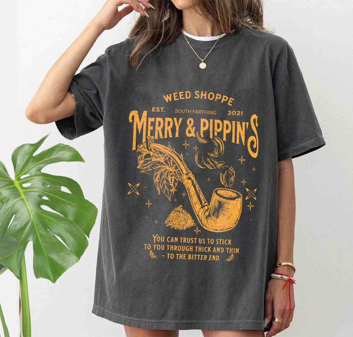 Lord of the Rings Shirt Comfort Colors, Lotr Fantasy Merch, Merry & Pippin Weed Shoppe T-shirt, Lotr Jrr Tolkien Book Lover Gift