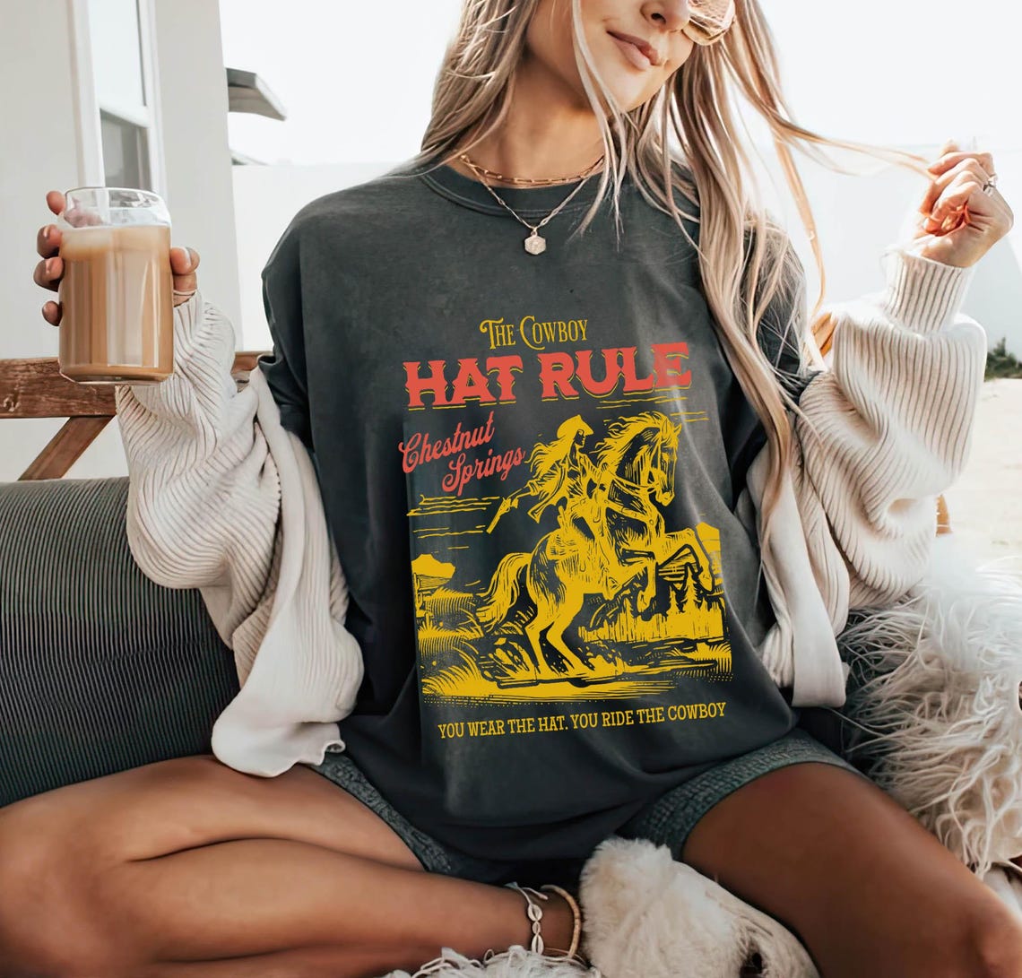 The Cowboy Hat Rule Chestnut Springs Comfort Colors Shirt, Bookish Cowgirl Shirt, Cowboy Romance Reader Club, Western Book Lover.