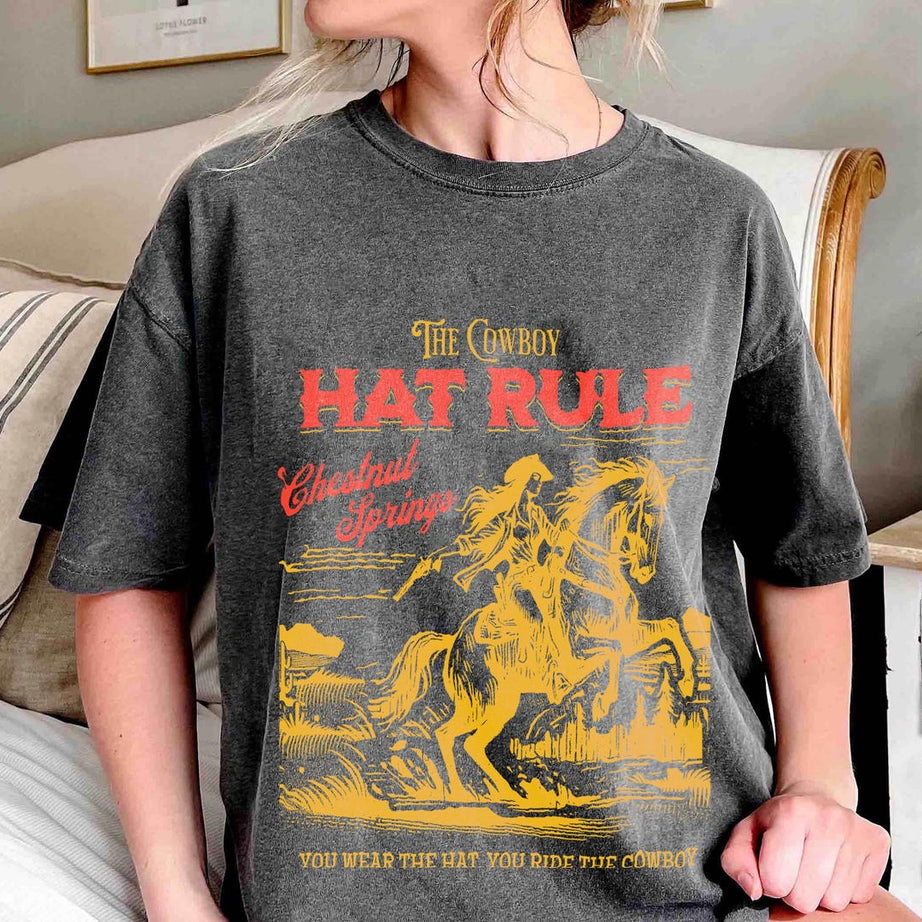 The Cowboy Hat Rule Chestnut Springs Comfort Colors Shirt, Bookish Cowgirl Shirt, Cowboy Romance Reader Club, Western Book Lover.