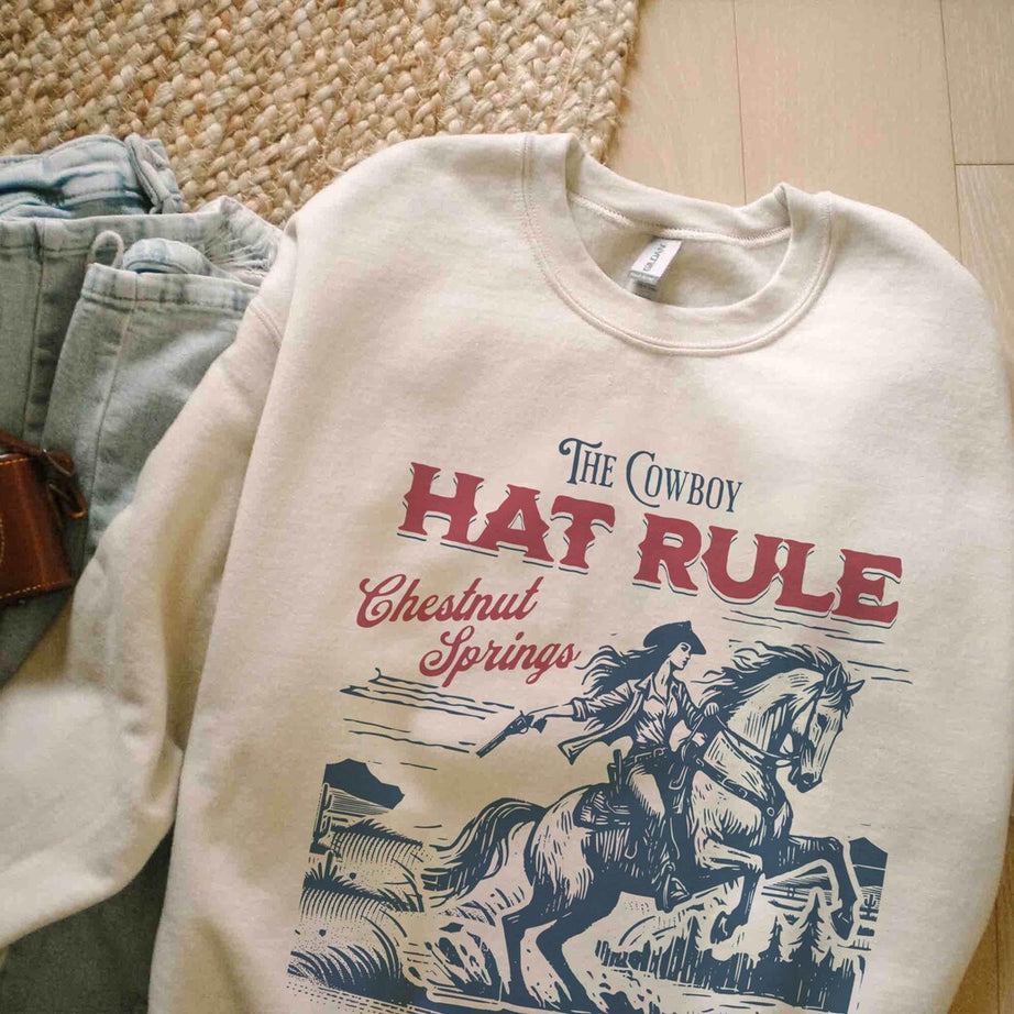 The Cowboy Hat Rule Chestnut Springs Sweatshirt, Bookish Cowgirl Shirt, Cowboy Romance Reader Club, Western Book Lover.