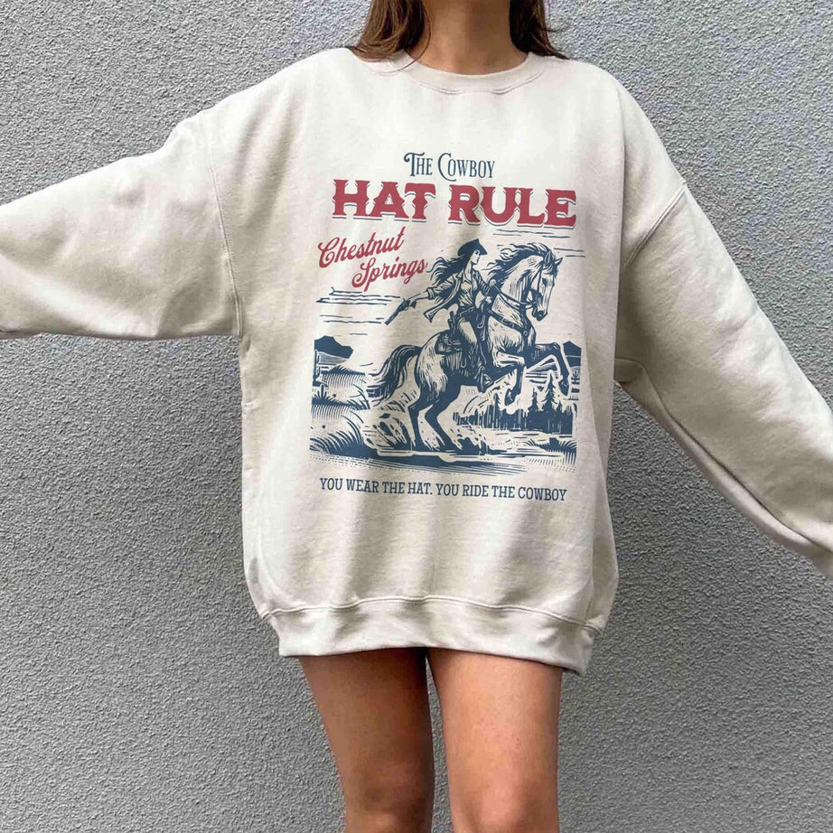 The Cowboy Hat Rule Chestnut Springs Sweatshirt, Bookish Cowgirl Shirt, Cowboy Romance Reader Club, Western Book Lover.