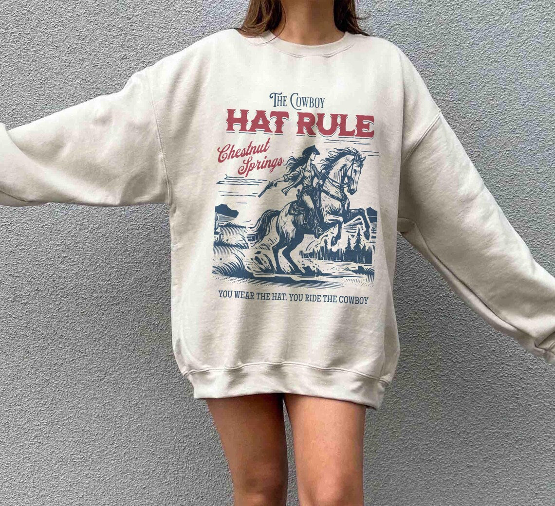 The Cowboy Hat Rule Chestnut Springs Sweatshirt, Bookish Cowgirl Shirt, Cowboy Romance Reader Club, Western Book Lover.