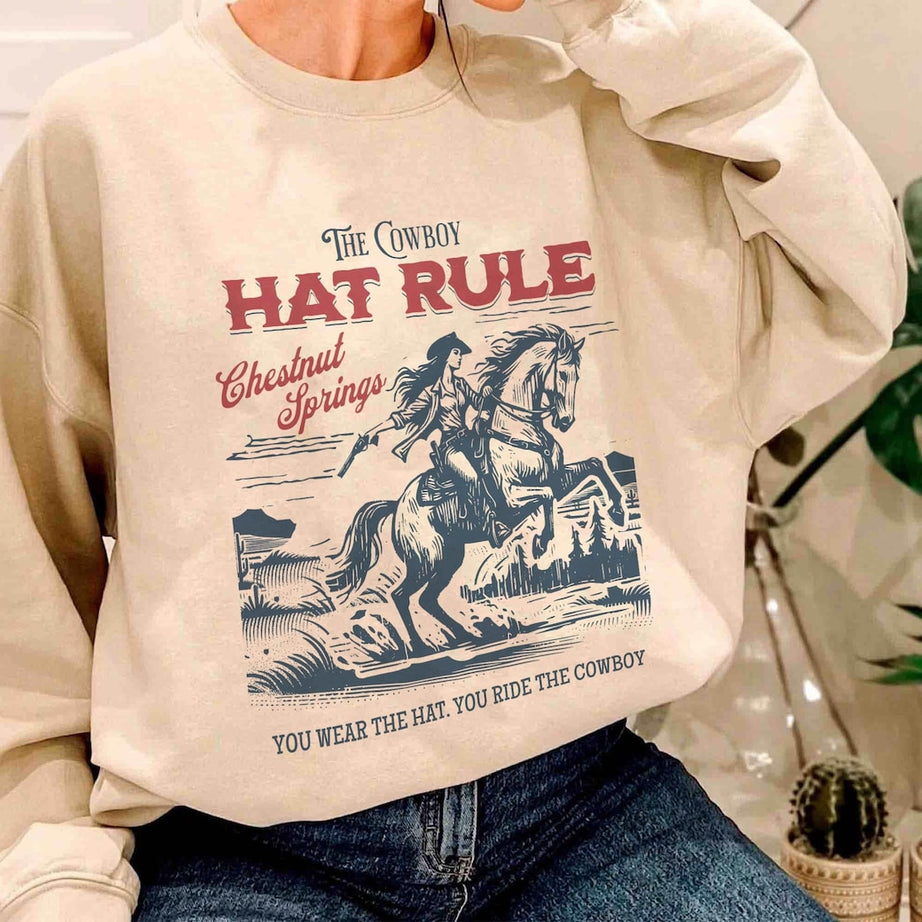 The Cowboy Hat Rule Chestnut Springs Sweatshirt, Bookish Cowgirl Shirt, Cowboy Romance Reader Club, Western Book Lover.