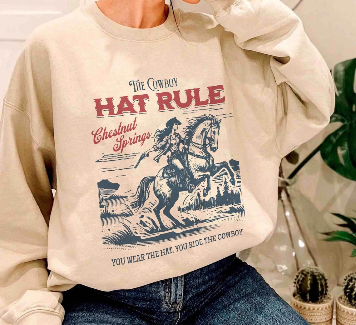The Cowboy Hat Rule Chestnut Springs Sweatshirt, Bookish Cowgirl Shirt, Cowboy Romance Reader Club, Western Book Lover.