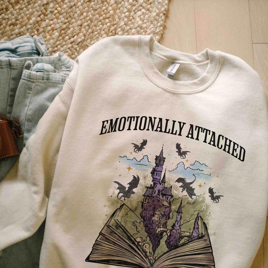Emotionally Attached to Fictional Characters Sweatshirt, Fourth Wing Dragon Rider Shirt, Funny Reading Shirt, Book Lover