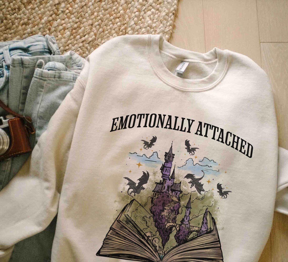 Emotionally Attached to Fictional Characters Sweatshirt, Fourth Wing Dragon Rider Shirt, Funny Reading Shirt, Book Lover
