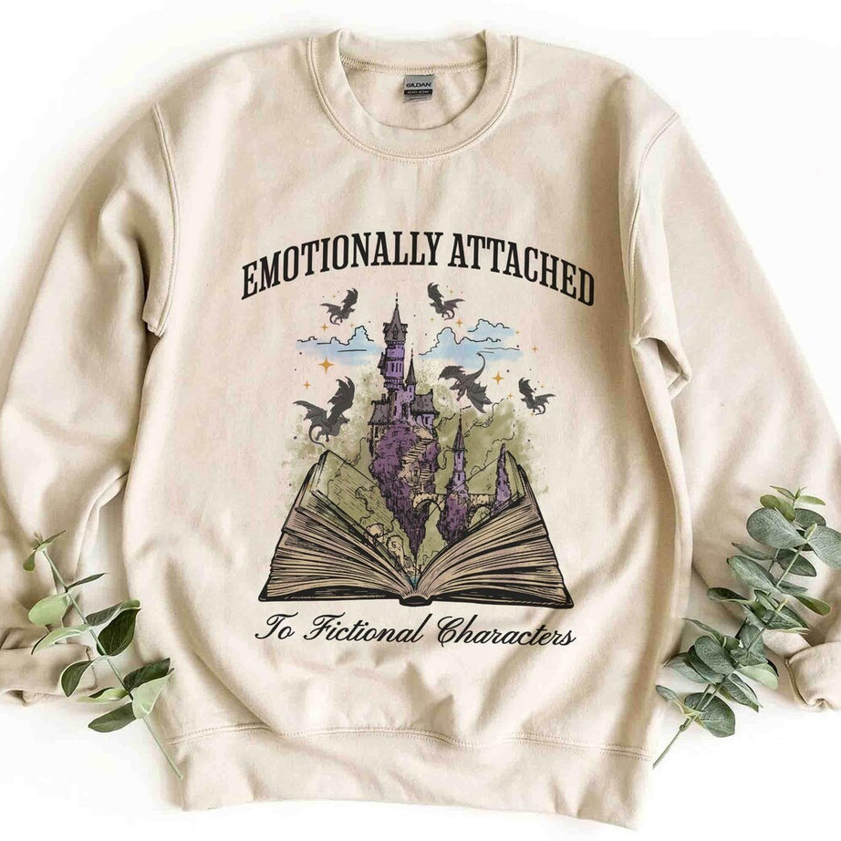 Emotionally Attached to Fictional Characters Sweatshirt, Fourth Wing Dragon Rider Shirt, Funny Reading Shirt, Book Lover