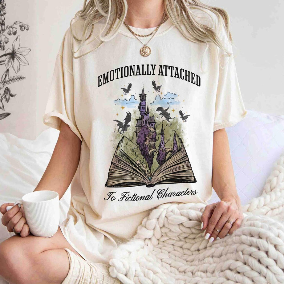 Emotionally Attached to Fictional Characters Shirt, Fourth Wing Dragon Rider Shirt, Funny Reading Shirt, Book Lover