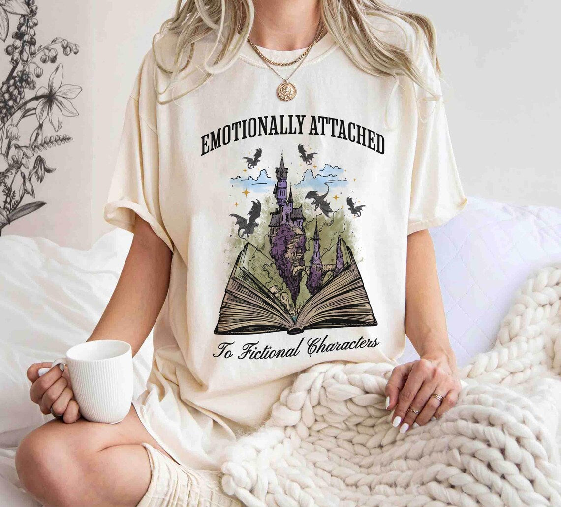 Emotionally Attached to Fictional Characters Shirt, Fourth Wing Dragon Rider Shirt, Funny Reading Shirt, Book Lover
