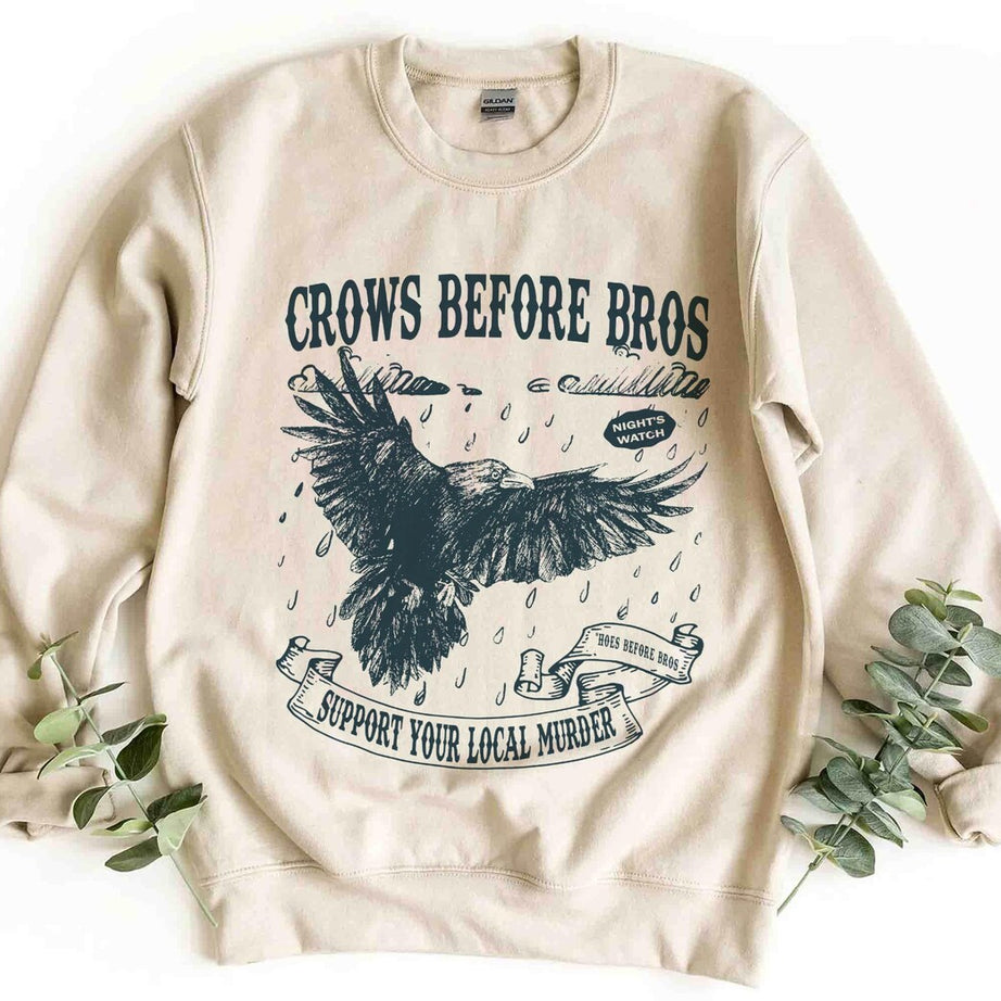 Crows Before Bros Sweatshirt, Funny Halloween Shirt, Vintage Crow Shirt, Dark Academia