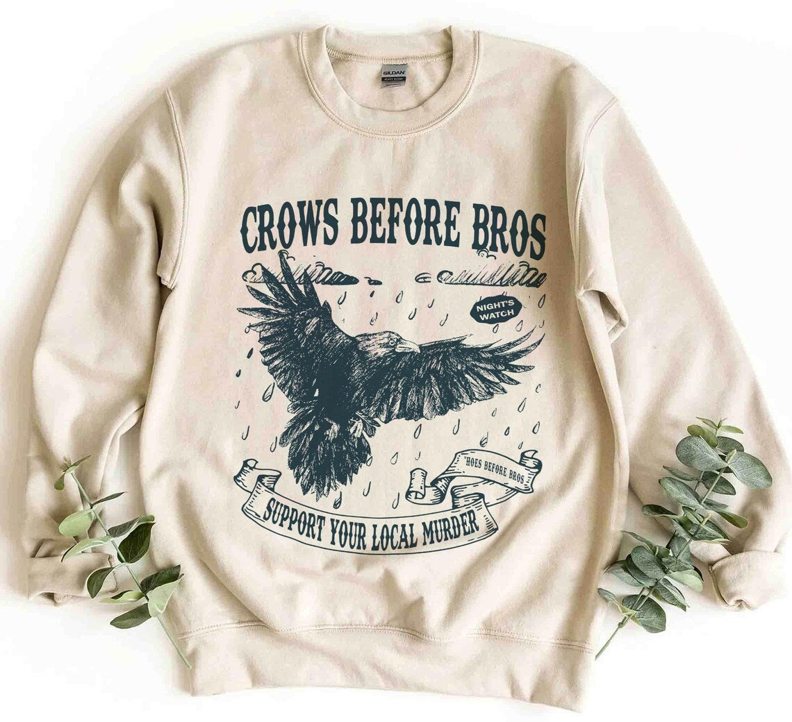Crows Before Bros Sweatshirt, Funny Halloween Shirt, Vintage Crow Shirt, Dark Academia