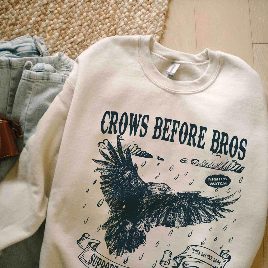 Crows Before Bros Sweatshirt, Funny Halloween Shirt, Vintage Crow Shirt, Dark Academia