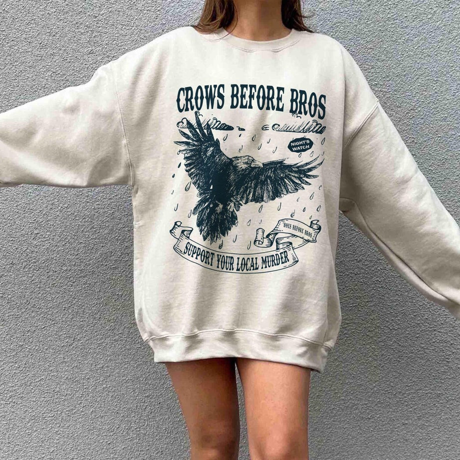 Crows Before Bros Sweatshirt, Funny Halloween Shirt, Vintage Crow Shirt, Dark Academia