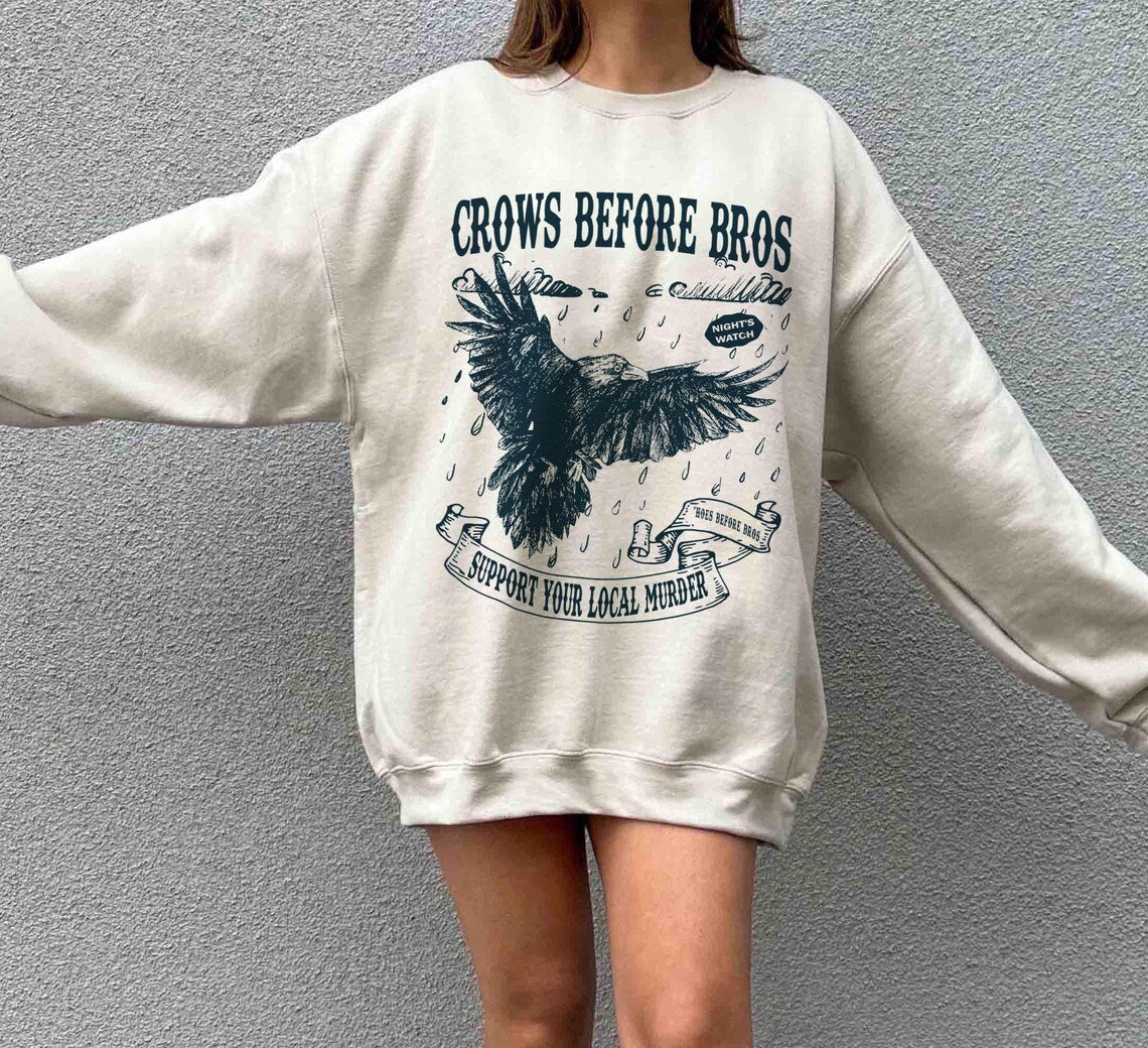 Crows Before Bros Sweatshirt, Funny Halloween Shirt, Vintage Crow Shirt, Dark Academia
