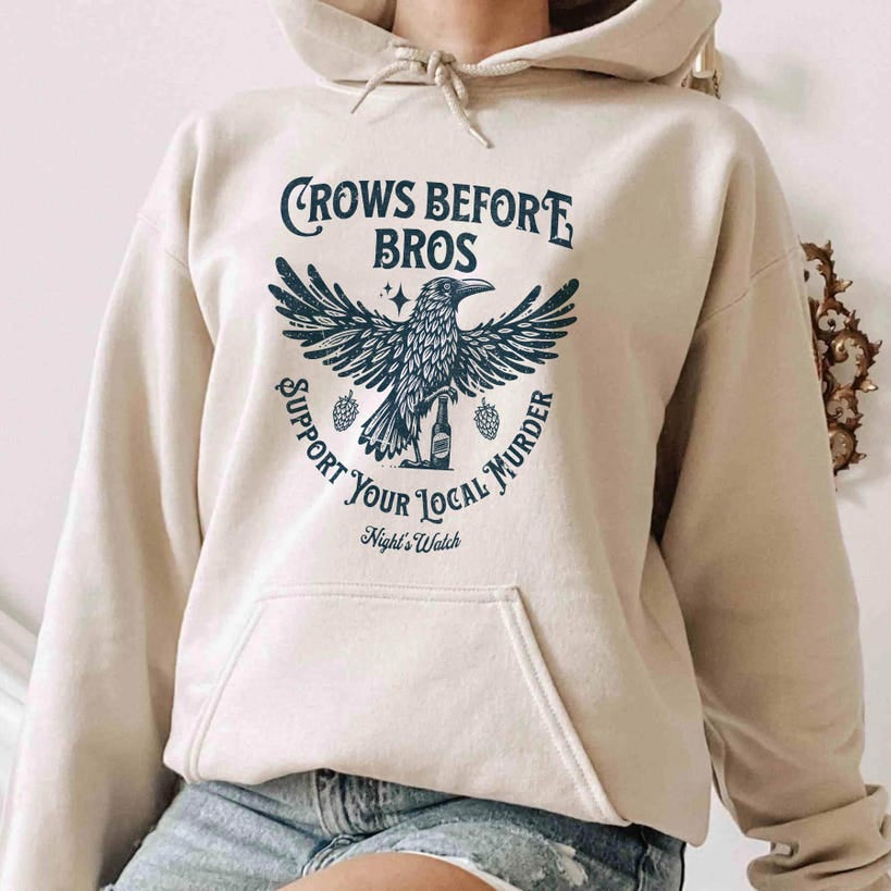 Crows Before Bros Hoodie, Funny Halloween Shirt, Vintage Crow Shirt, Dark Academia