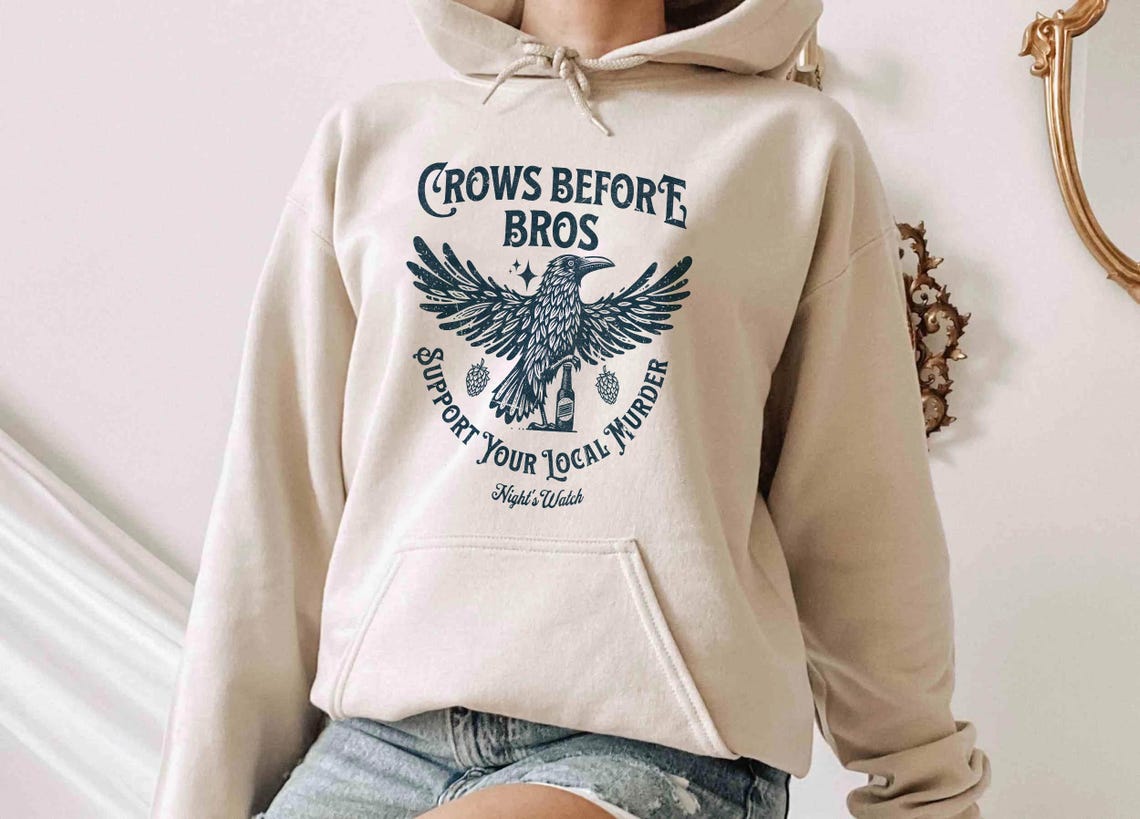 Crows Before Bros Hoodie, Funny Halloween Shirt, Vintage Crow Shirt, Dark Academia