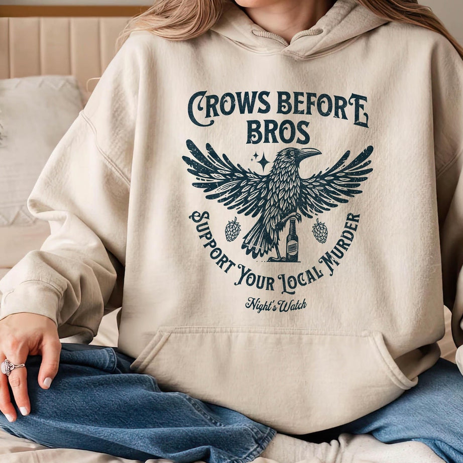 Crows Before Bros Hoodie, Funny Halloween Shirt, Vintage Crow Shirt, Dark Academia