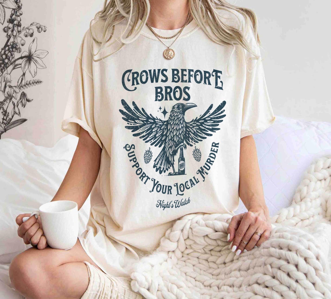 Crows Before Bros Vintage Crow Shirt, Vintage Raven Shirt, Goblincore Witchy Shirt, Halloween Clothing, Dark Academia