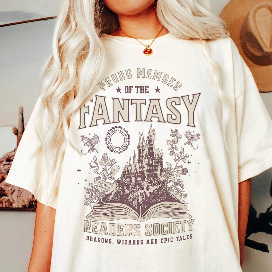 Fantasy Readers Society Shirt, Bookish Shirt for Romance, Readers Vintage, Reading Shirt, Gift for Book Lovers, Bookish Gift