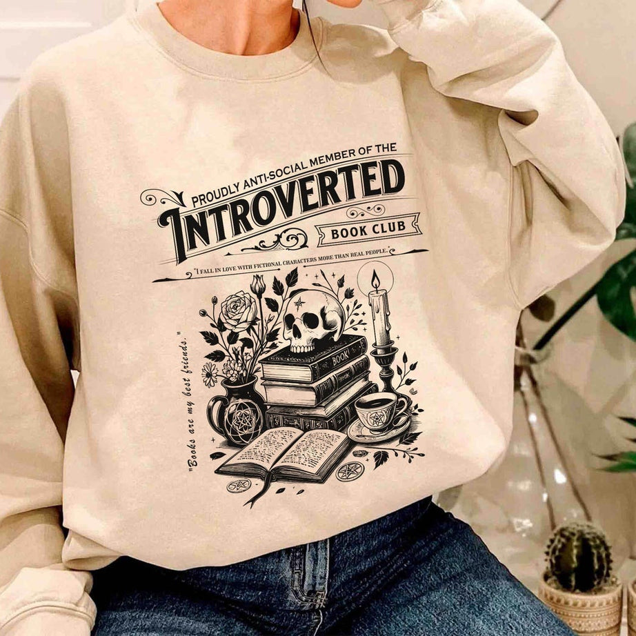 Introverted Reading Sweatshirt, Antisocial Romance Reader and Book Lover Gift,introvert Vintage Distressed Shirt Bookish Shirt for Women