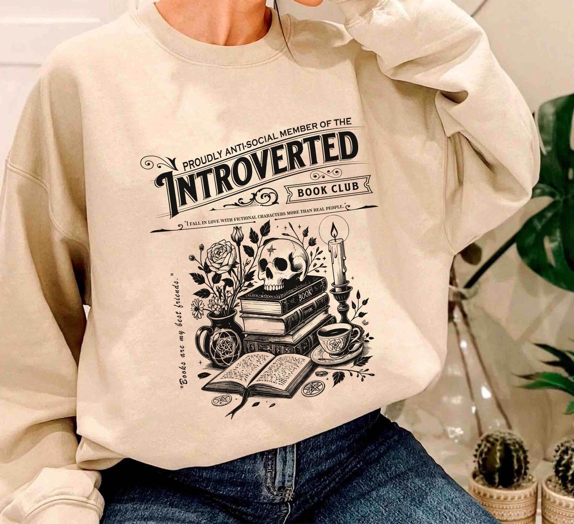 Introverted Reading Sweatshirt, Antisocial Romance Reader and Book Lover Gift,introvert Vintage Distressed Shirt Bookish Shirt for Women