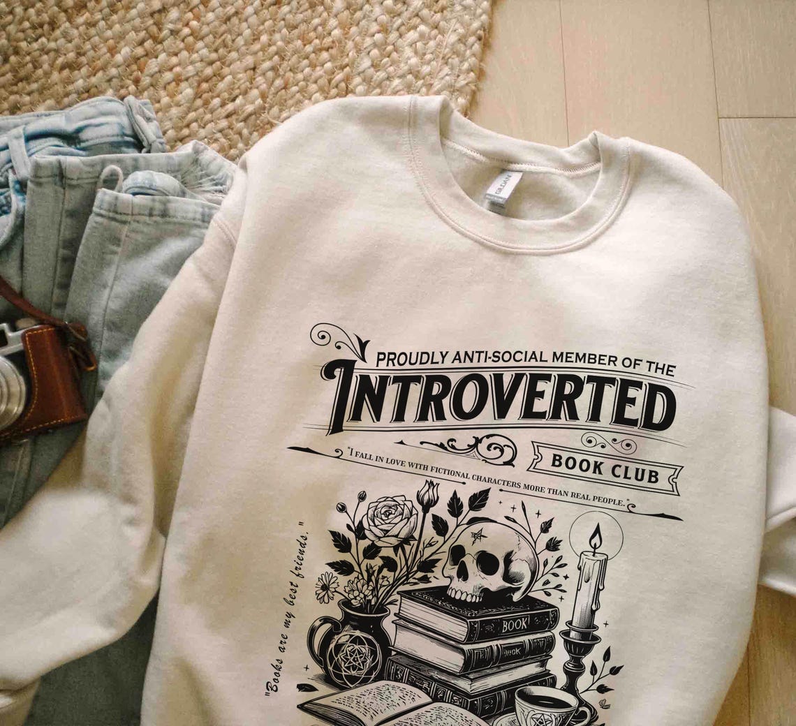 Introverted Reading Sweatshirt, Antisocial Romance Reader and Book Lover Gift,introvert Vintage Distressed Shirt Bookish Shirt for Women