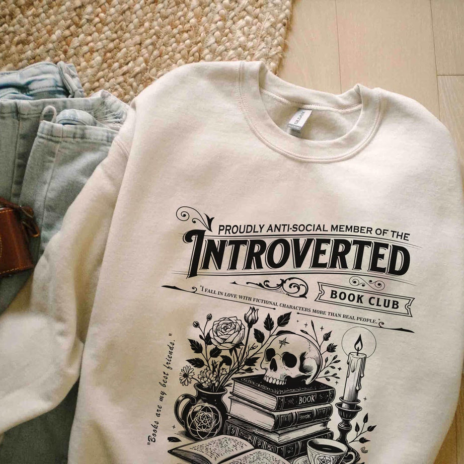 Introverted Reading Sweatshirt, Antisocial Romance Reader and Book Lover Gift,introvert Vintage Distressed Shirt Bookish Shirt for Women