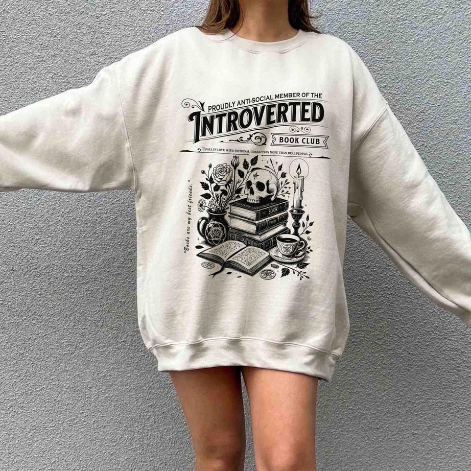 Introverted Reading Sweatshirt, Antisocial Romance Reader and Book Lover Gift,introvert Vintage Distressed Shirt Bookish Shirt for Women