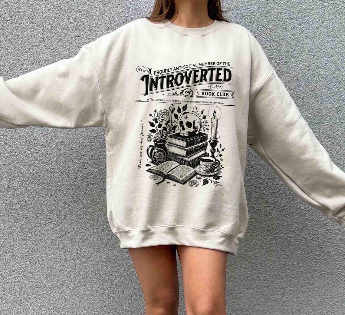 Introverted Reading Sweatshirt, Antisocial Romance Reader and Book Lover Gift,introvert Vintage Distressed Shirt Bookish Shirt for Women