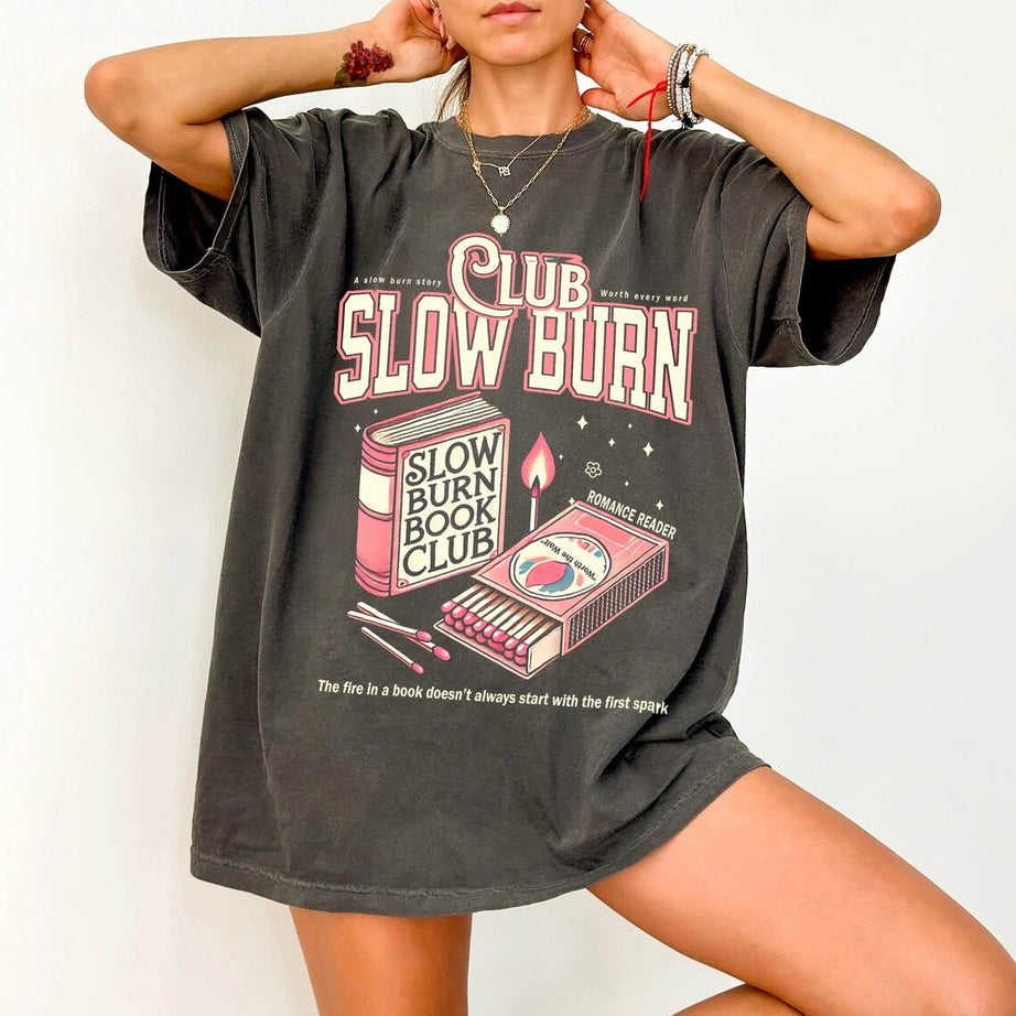Slow Burn Book Club Comfort Color Shirt, Romance Book Girlie Morally Grey, Book Lover, Romance Reader Book Club Shirt, Bookish Gift